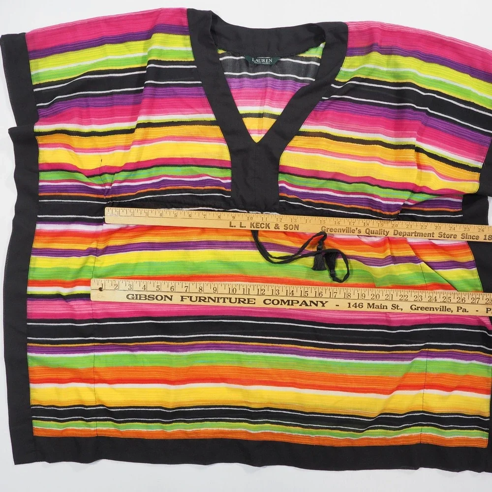 Lauren Ralph Lauren Kaftan Womens Large Stripe Tunic Swim Cover Up Cinch Waist